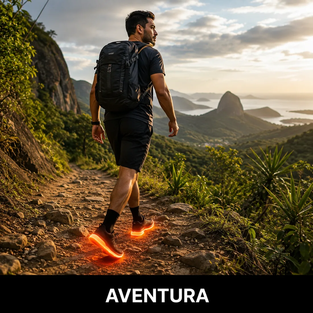 Homem em trilha na montanha com mochila